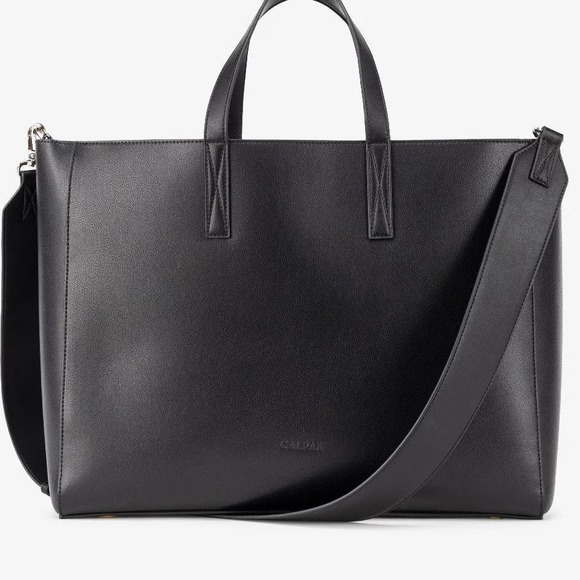 Calpak Handbags - CALPAK Haven Laptop Tote Bag Black Faux Leather Work Travel Bag ATO2101 NWT